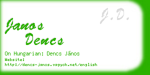 janos dencs business card